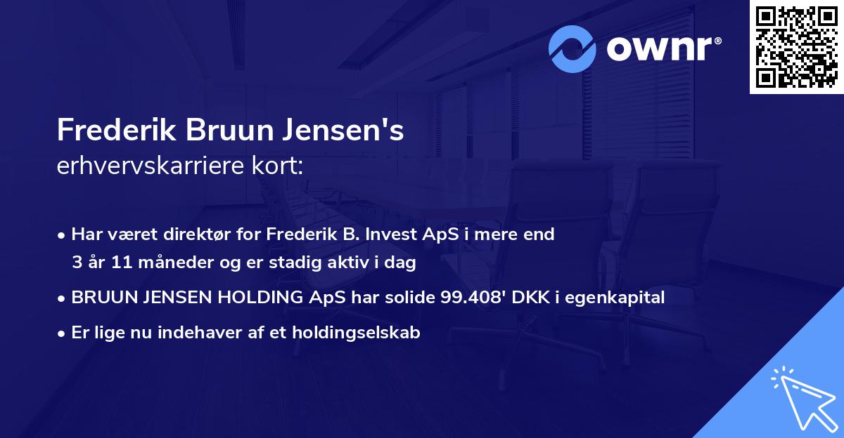 Frederik Bruun Jensen's erhvervskarriere kort