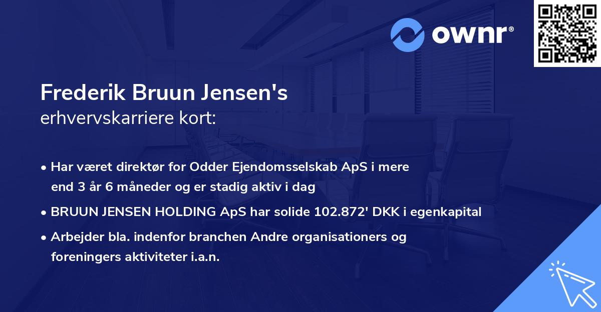 Frederik Bruun Jensen's erhvervskarriere kort