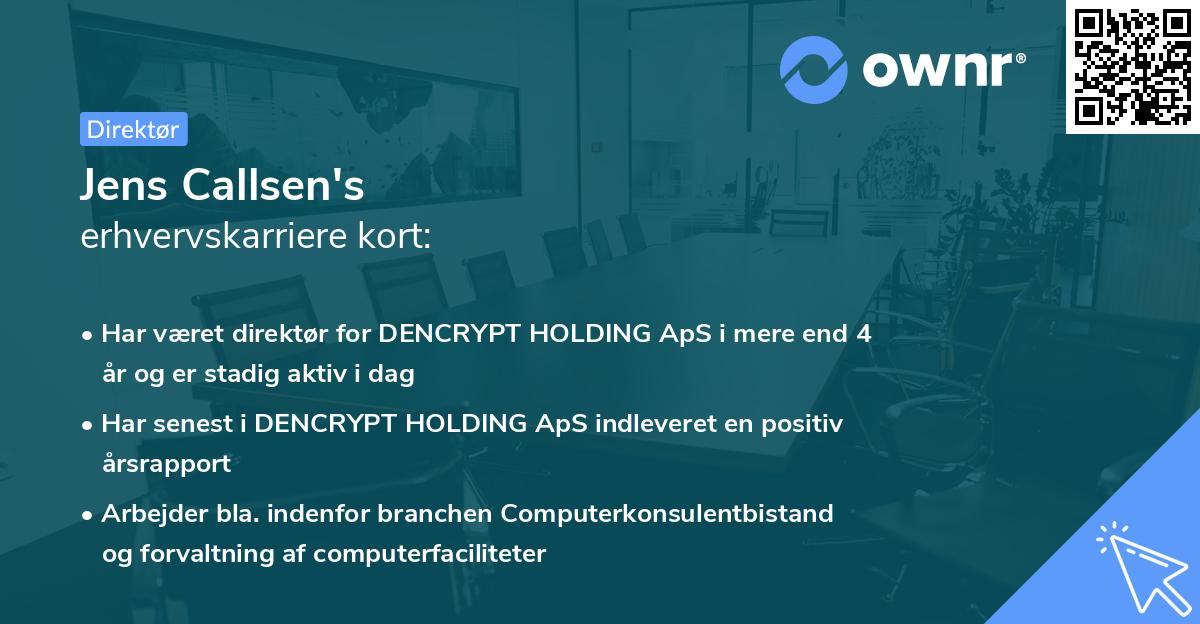 Jens Callsen's erhvervskarriere kort