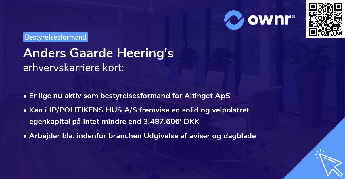 Anders Gaarde Heering's erhvervskarriere kort