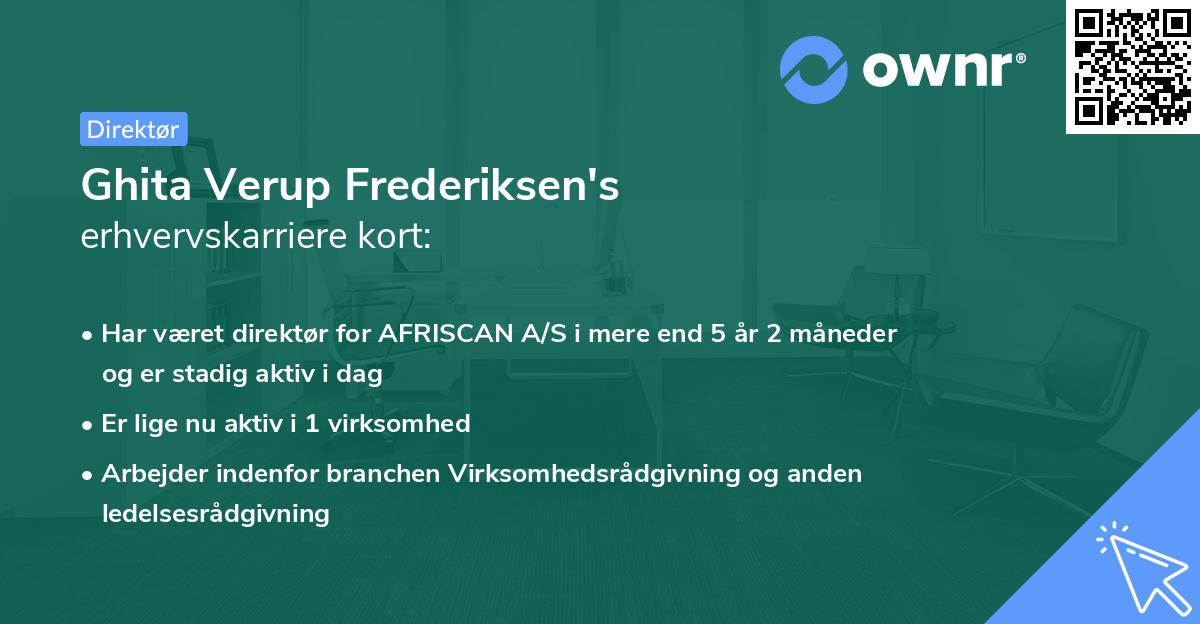 Ghita Verup Frederiksen's erhvervskarriere kort