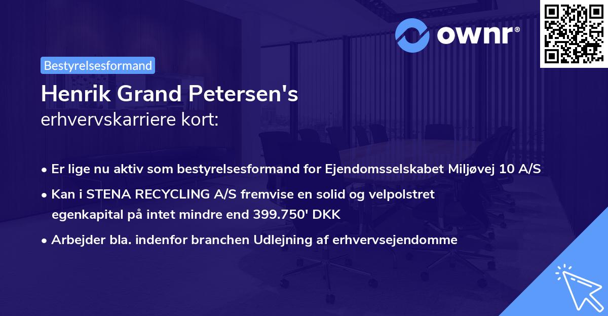 Henrik Grand Petersen's erhvervskarriere kort