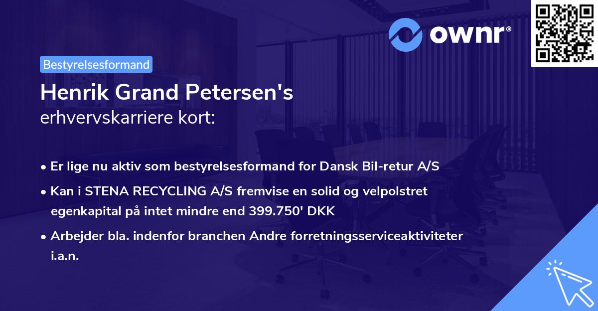 Henrik Grand Petersen's erhvervskarriere kort