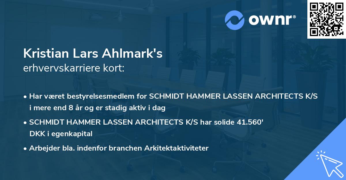 Kristian Lars Ahlmark's erhvervskarriere kort
