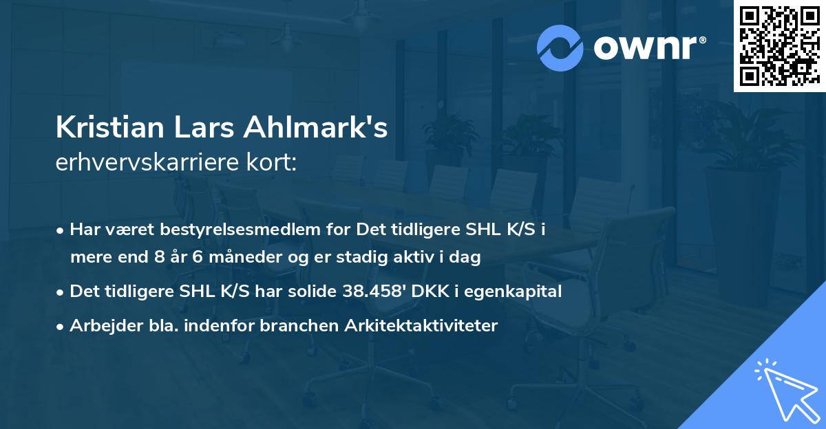 Kristian Lars Ahlmark's erhvervskarriere kort