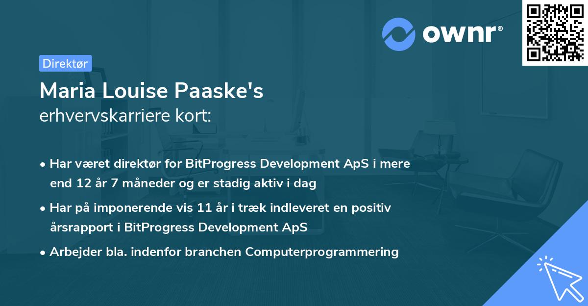 Maria Louise Paaske's erhvervskarriere kort