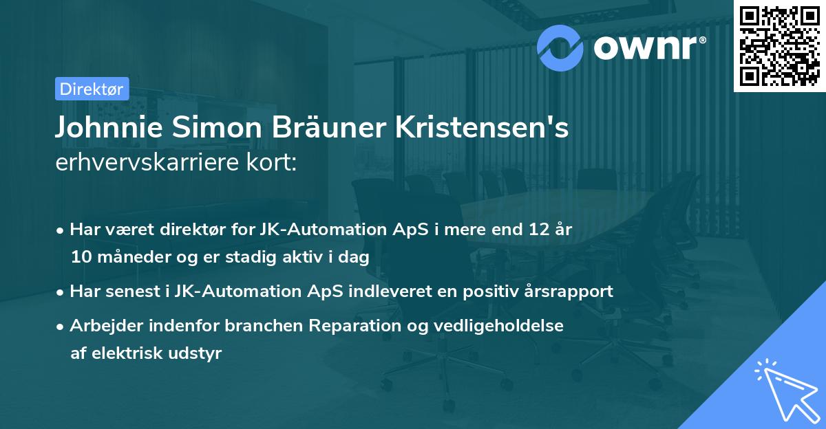 Johnnie Simon Bräuner Kristensen's erhvervskarriere kort
