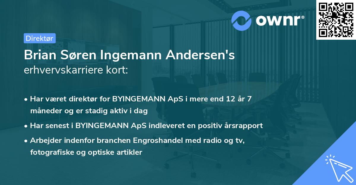 Brian Søren Ingemann Andersen's erhvervskarriere kort