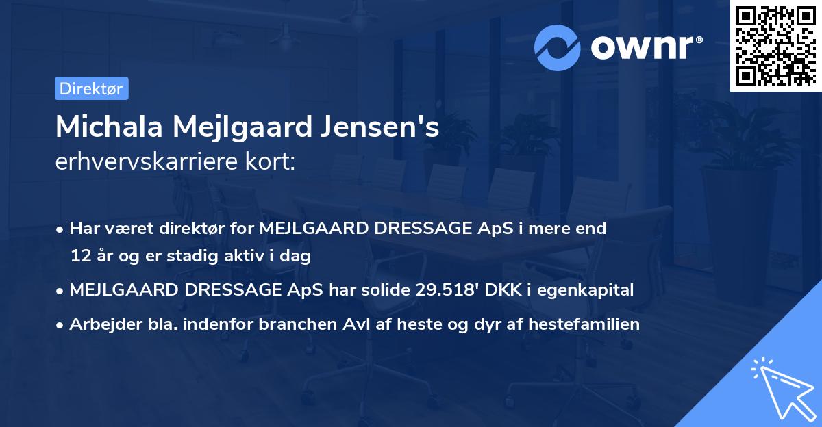 Michala Mejlgaard Jensen's erhvervskarriere kort