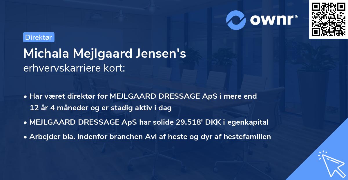 Michala Mejlgaard Jensen's erhvervskarriere kort