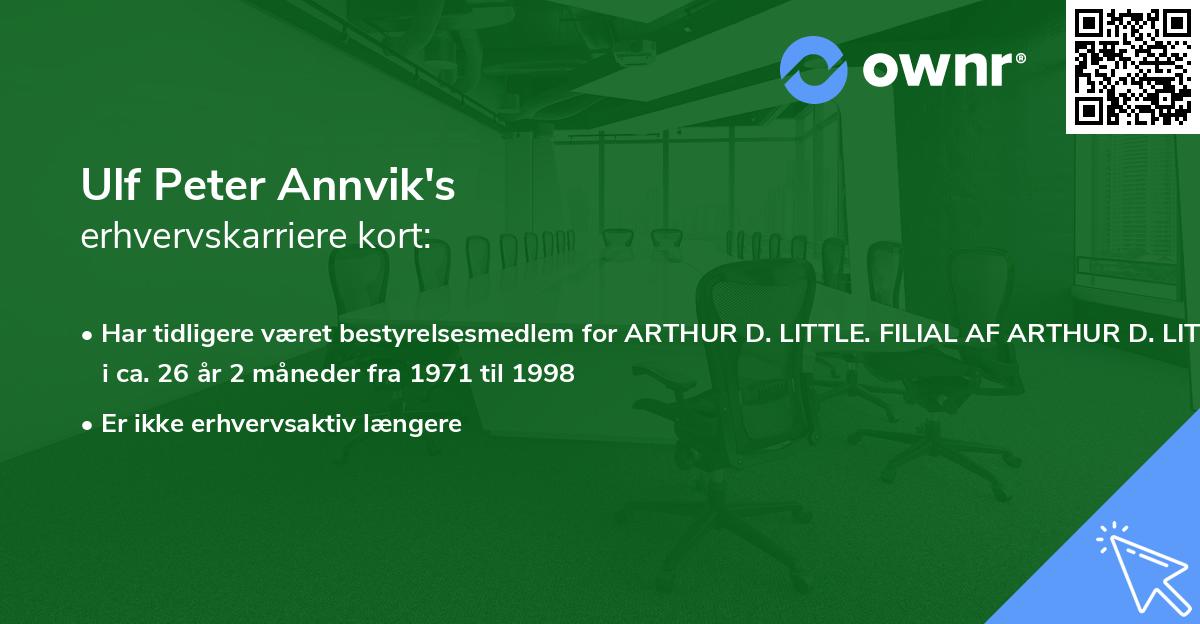 Ulf Peter Annvik's erhvervskarriere kort