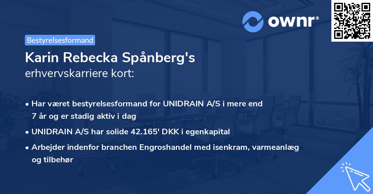 Karin Rebecka Spånberg's erhvervskarriere kort