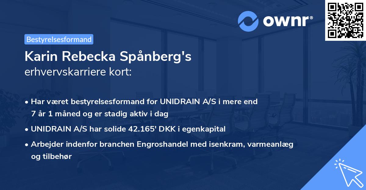 Karin Rebecka Spånberg's erhvervskarriere kort