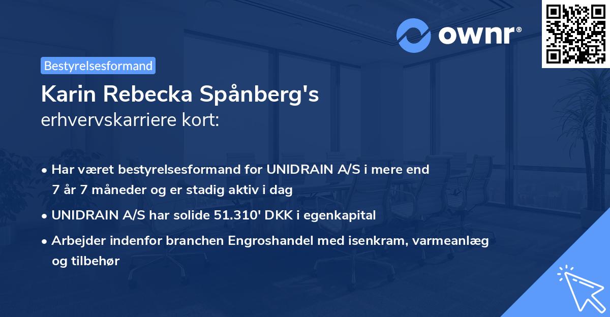 Karin Rebecka Spånberg's erhvervskarriere kort