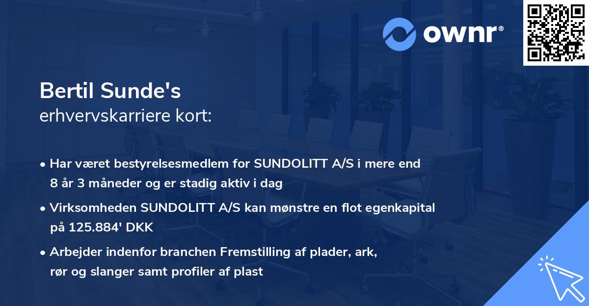 Bertil Sunde's erhvervskarriere kort