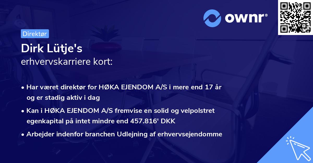 Dirk Lütje's erhvervskarriere kort
