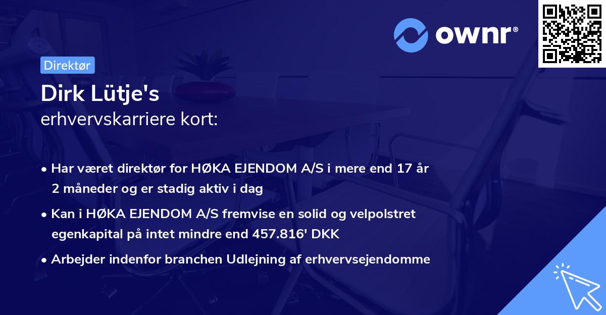 Dirk Lütje's erhvervskarriere kort