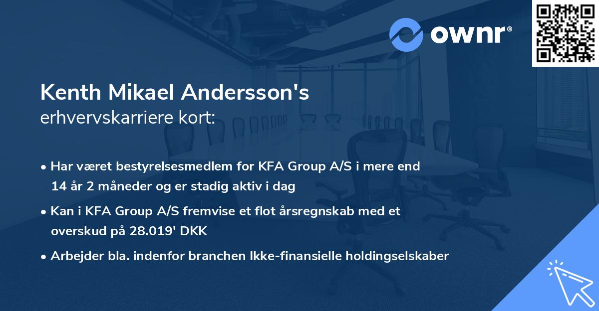 Kenth Mikael Andersson's erhvervskarriere kort