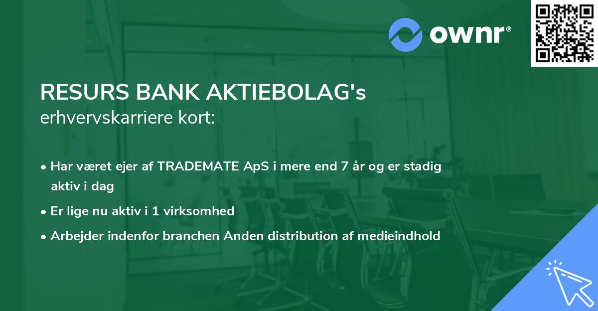 RESURS BANK AKTIEBOLAG's erhvervskarriere kort