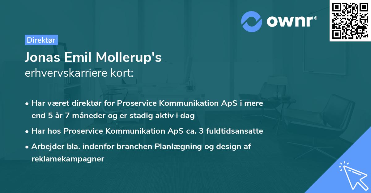 Jonas Emil Mollerup's erhvervskarriere kort