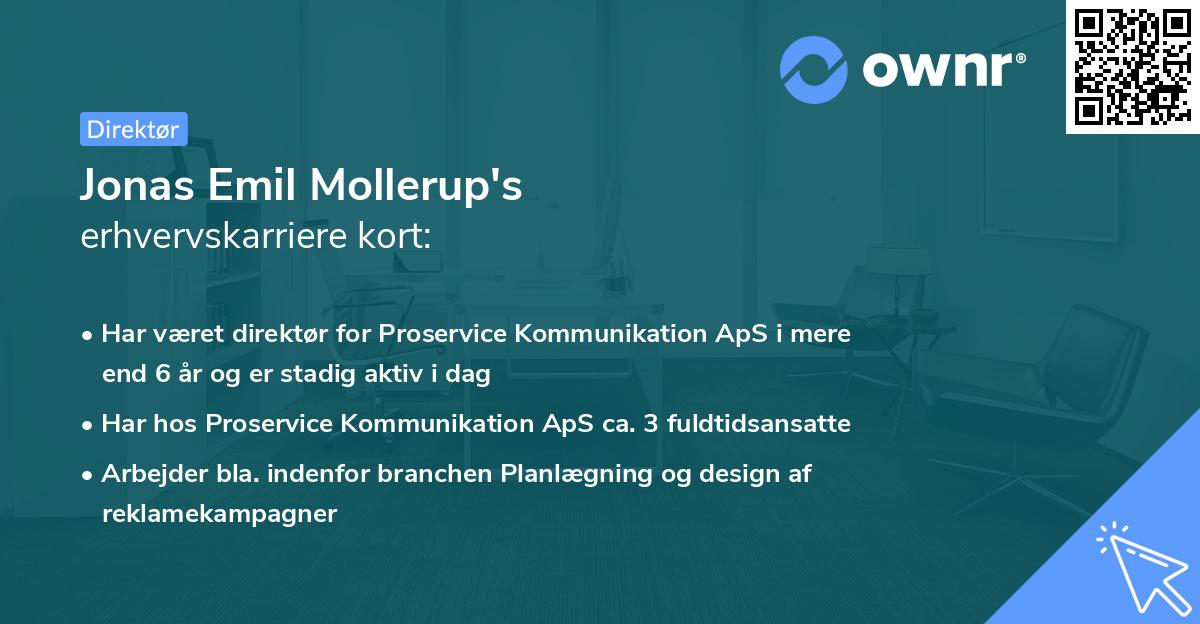 Jonas Emil Mollerup's erhvervskarriere kort
