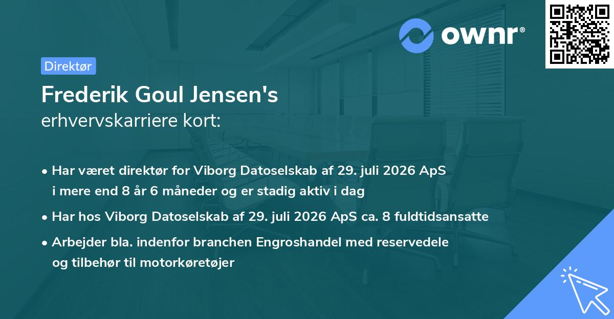 Frederik Goul Jensen's erhvervskarriere kort