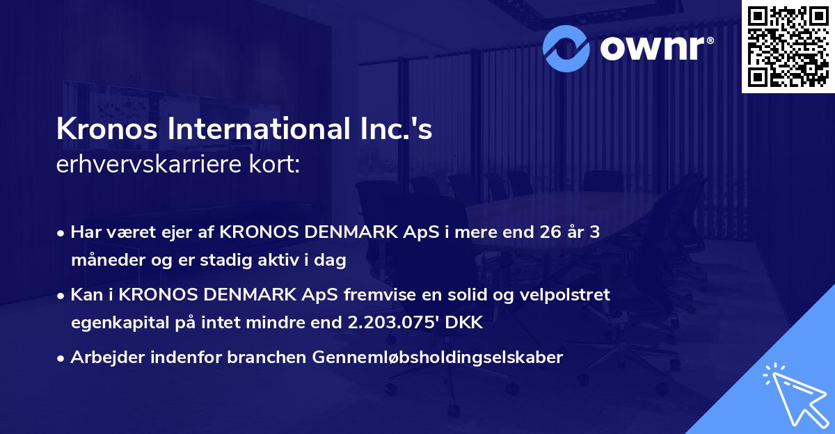 Kronos International Inc.'s erhvervskarriere kort