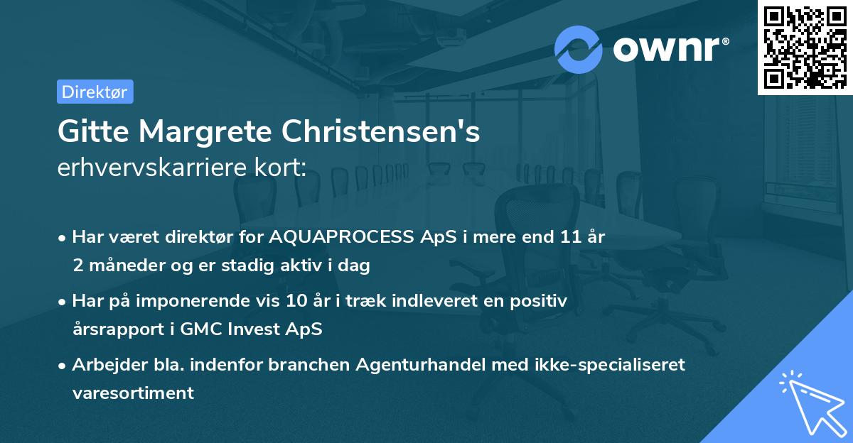 Gitte Margrete Christensen's erhvervskarriere kort
