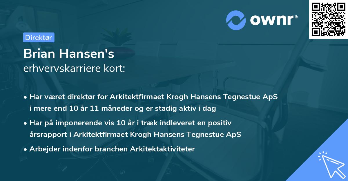 Brian Hansen's erhvervskarriere kort