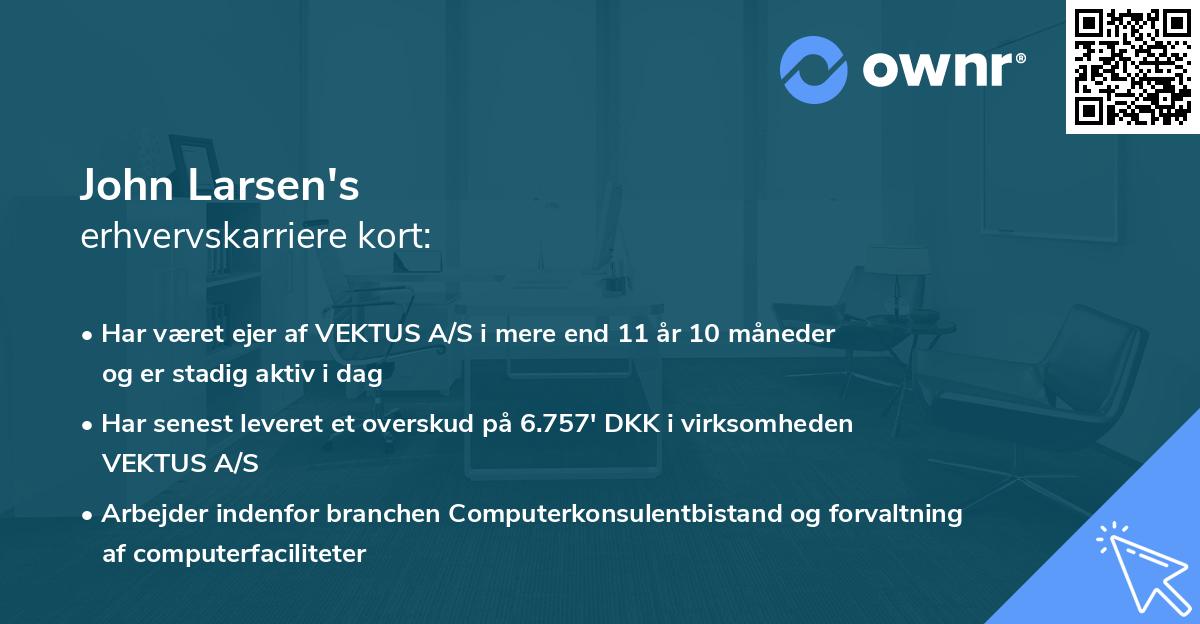 John Larsen's erhvervskarriere kort