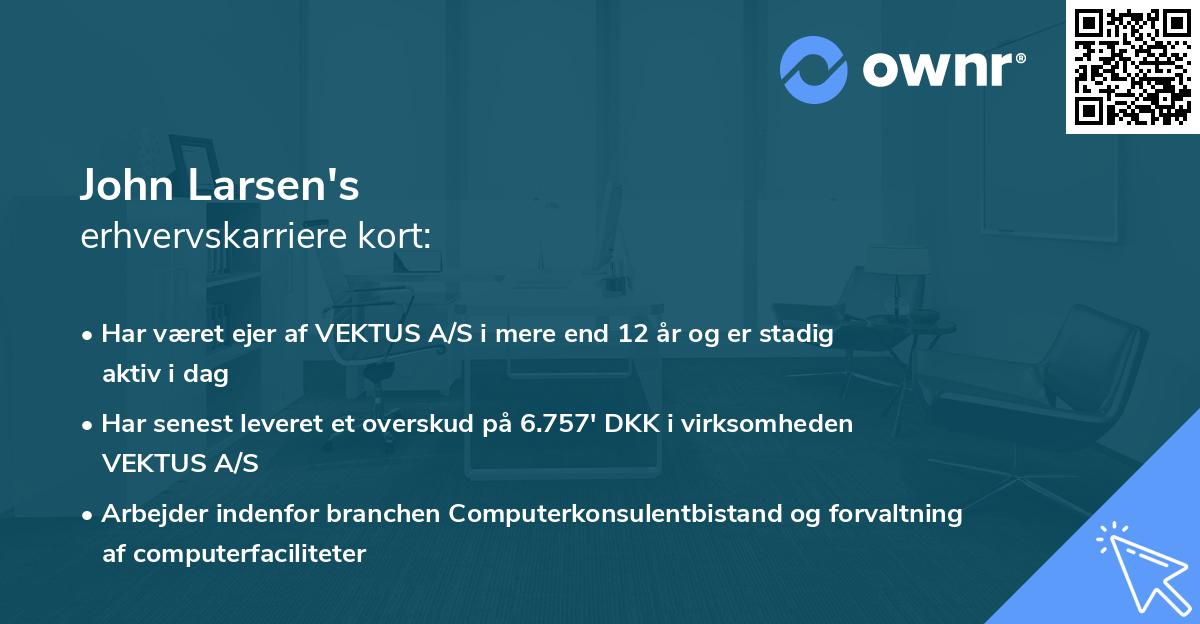 John Larsen's erhvervskarriere kort