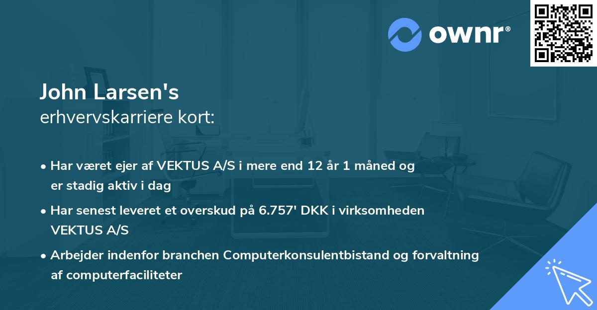 John Larsen's erhvervskarriere kort