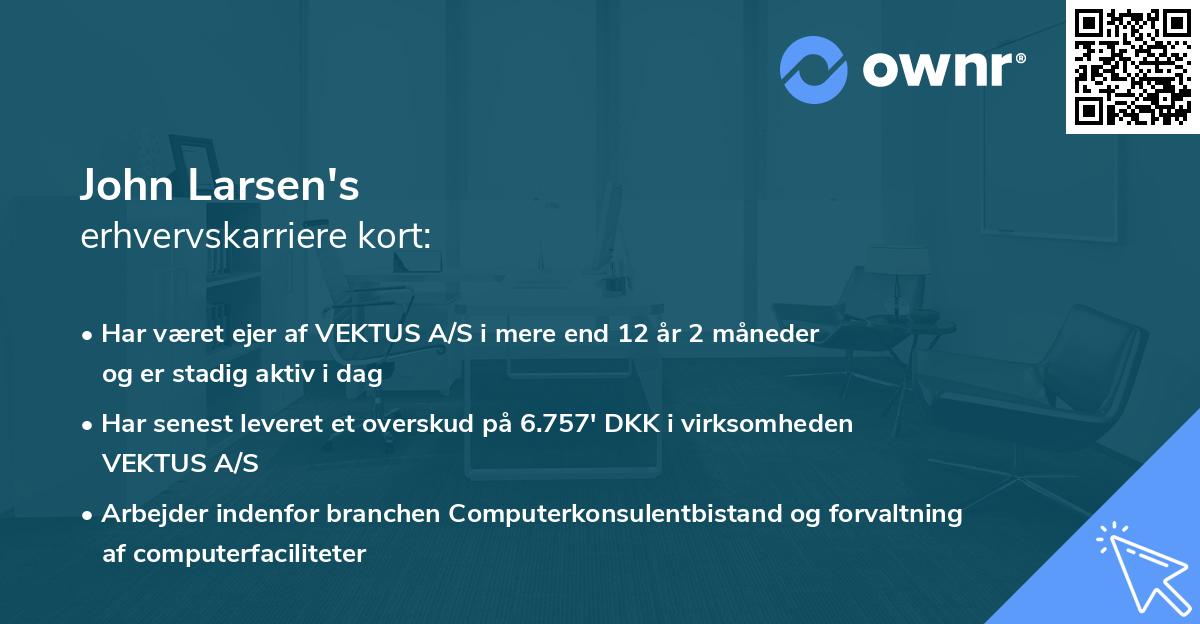 John Larsen's erhvervskarriere kort