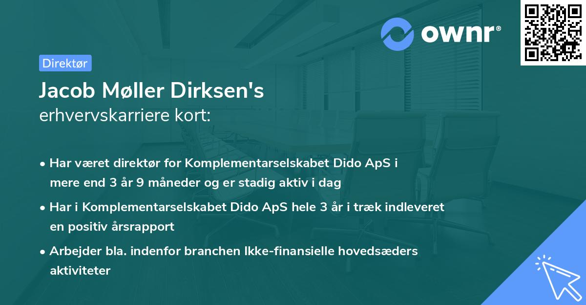 Jacob Møller Dirksen's erhvervskarriere kort