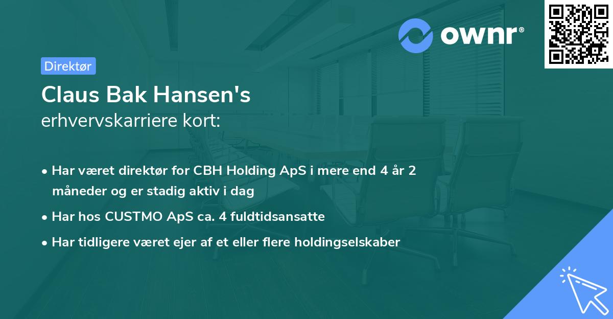Claus Bak Hansen's erhvervskarriere kort