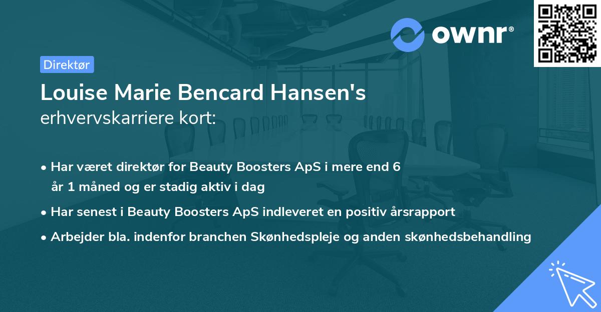 Louise Marie Bencard Hansen's erhvervskarriere kort