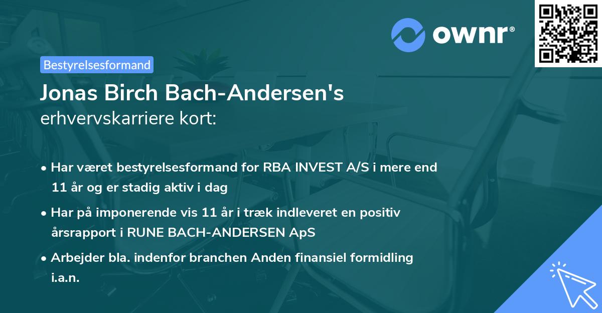Jonas Birch Bach-Andersen's erhvervskarriere kort