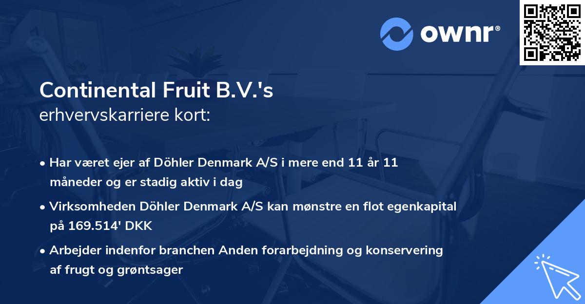 Continental Fruit B.V.'s erhvervskarriere kort