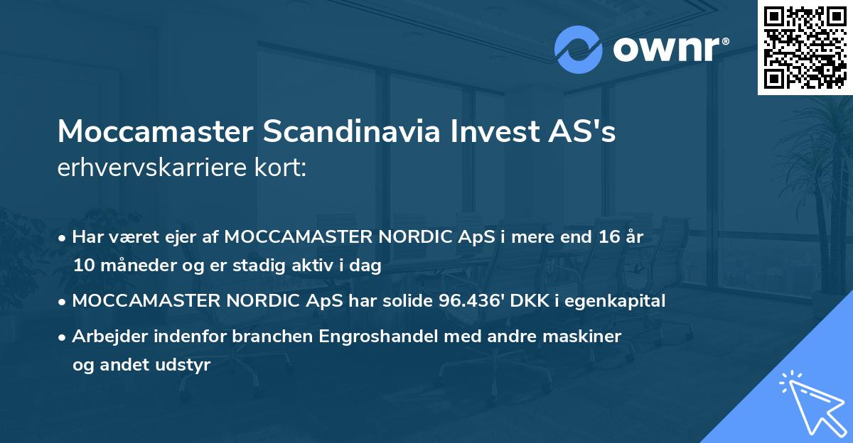 Moccamaster Scandinavia Invest AS's erhvervskarriere kort
