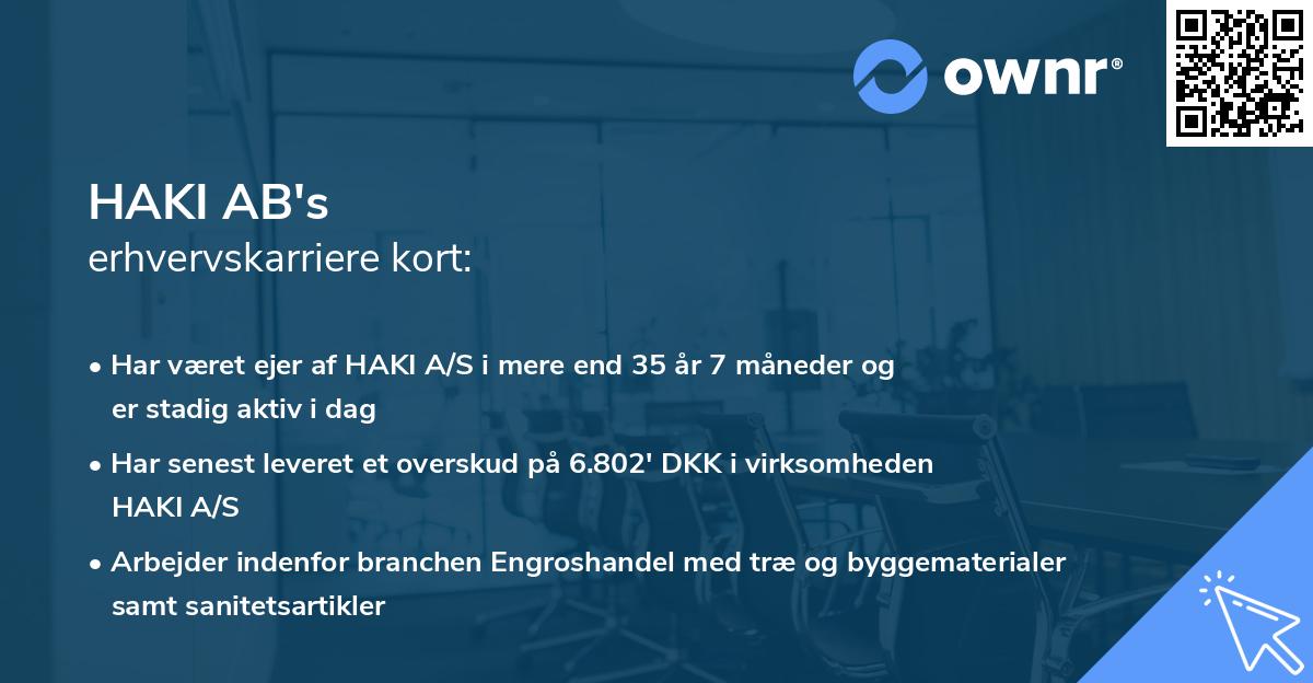 HAKI AB's erhvervskarriere kort