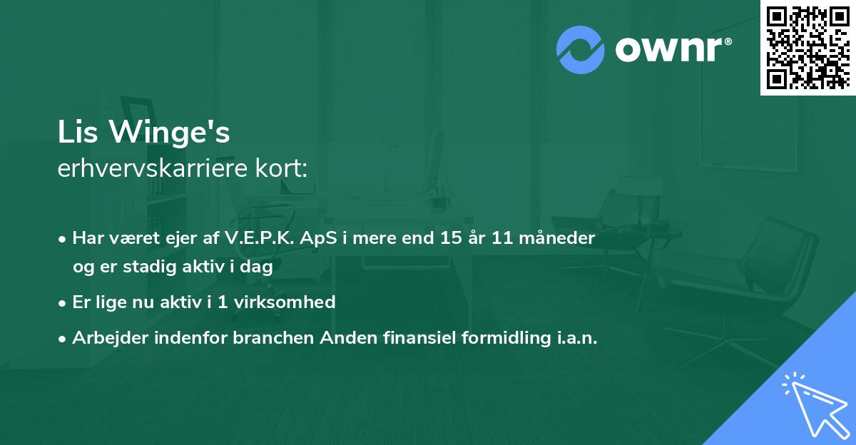 Lis Winge's erhvervskarriere kort
