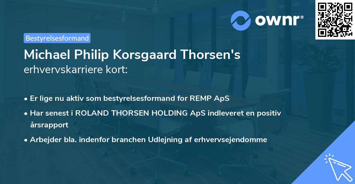 Michael Philip Korsgaard Thorsen's erhvervskarriere kort