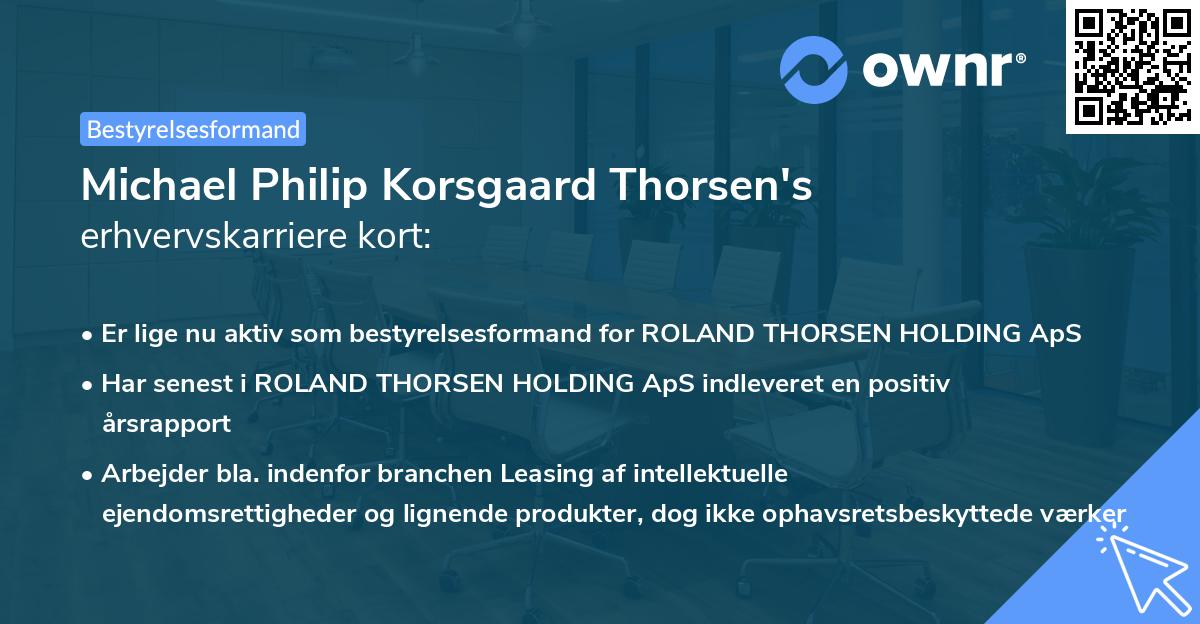 Michael Philip Korsgaard Thorsen's erhvervskarriere kort
