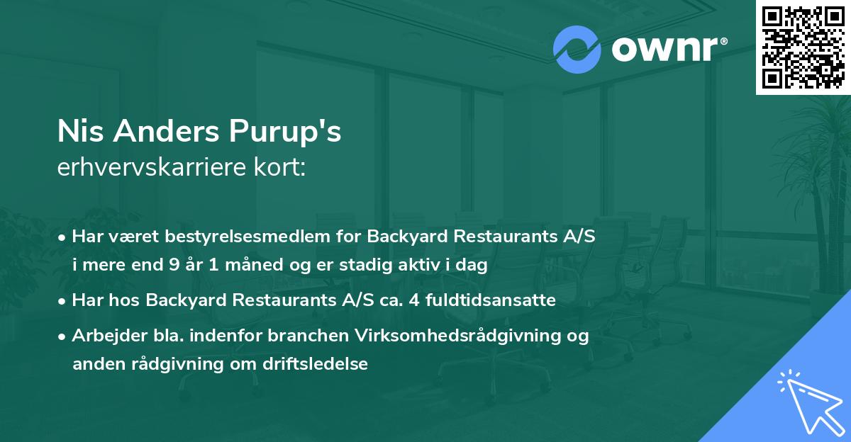 Nis Anders Purup's erhvervskarriere kort