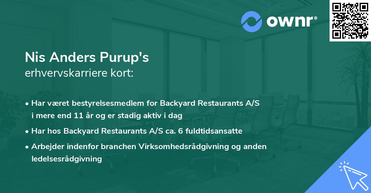 Nis Anders Purup's erhvervskarriere kort