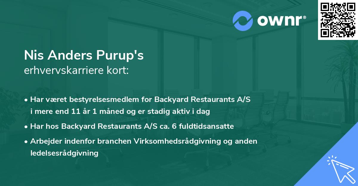 Nis Anders Purup's erhvervskarriere kort