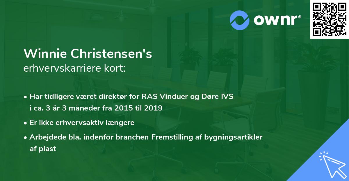 Winnie Christensen's erhvervskarriere kort