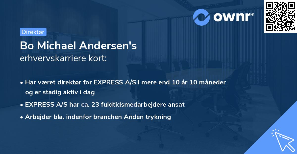 Bo Michael Andersen's erhvervskarriere kort