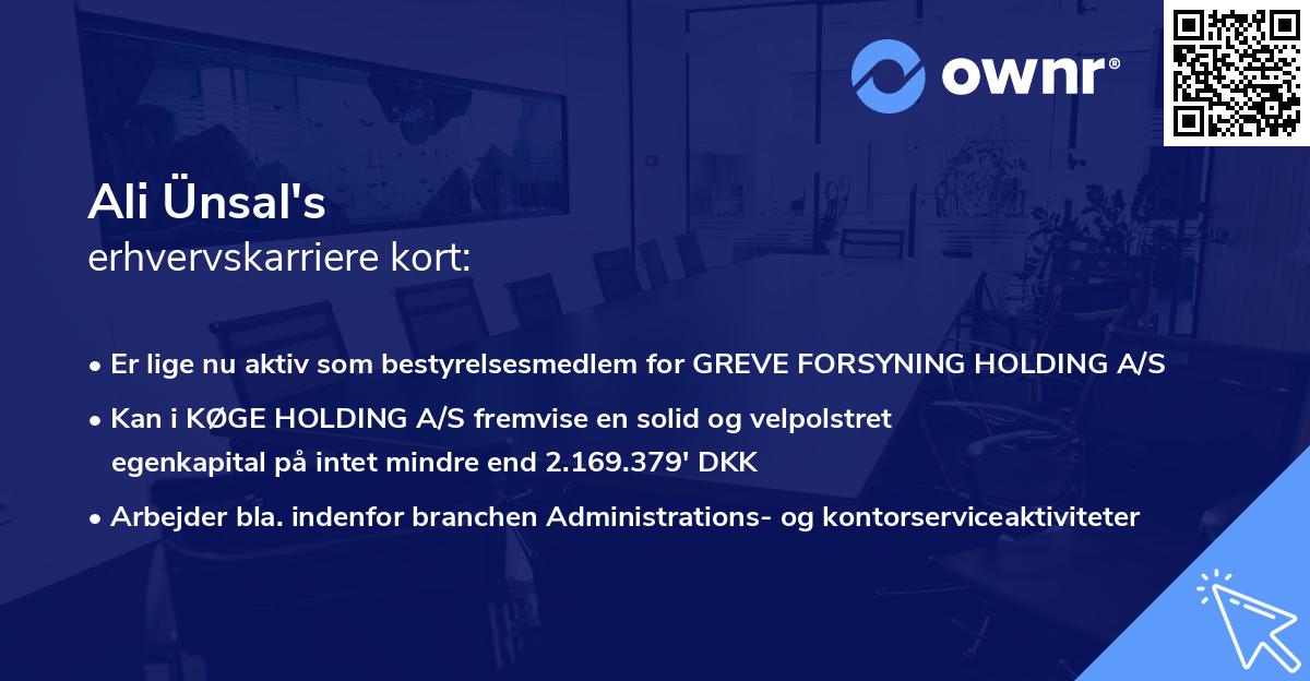 Ali Ünsal's erhvervskarriere kort
