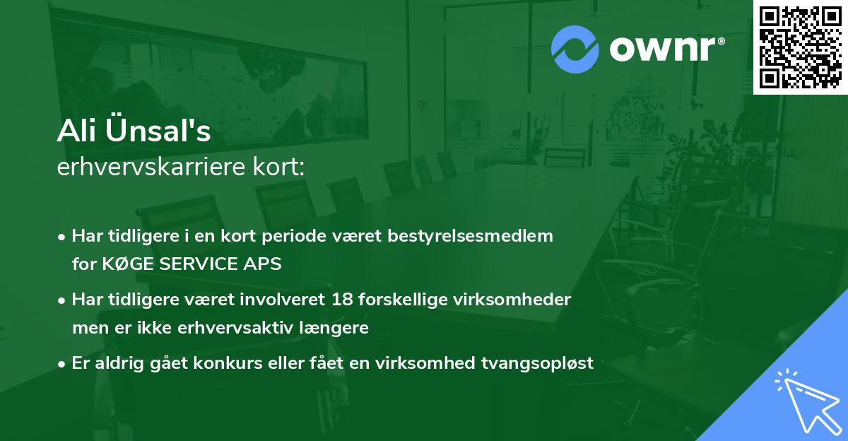 Ali Ünsal's erhvervskarriere kort